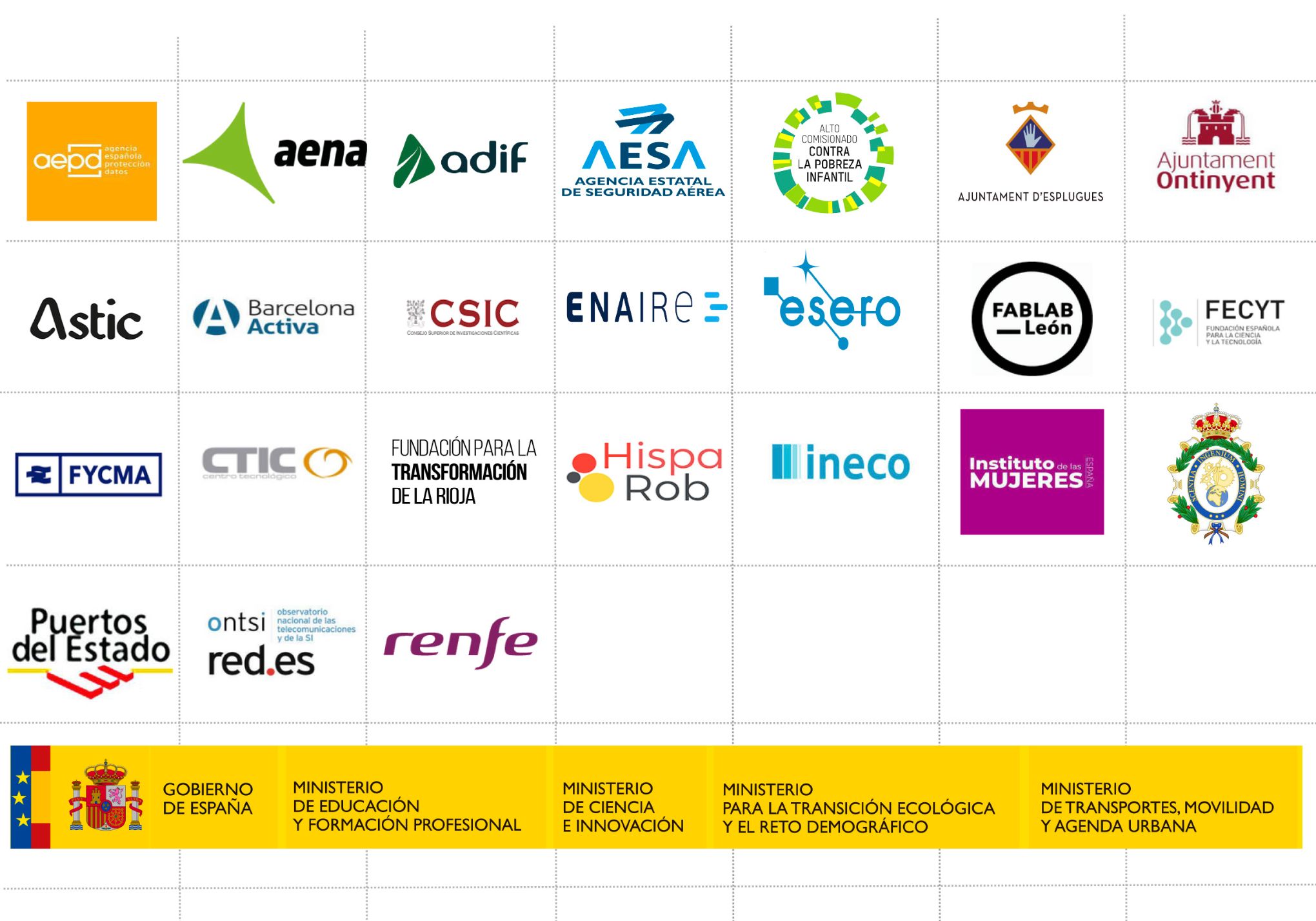 Imagen con logototipos de las entidades que se detallan más abajo con enlace a sus sitios web