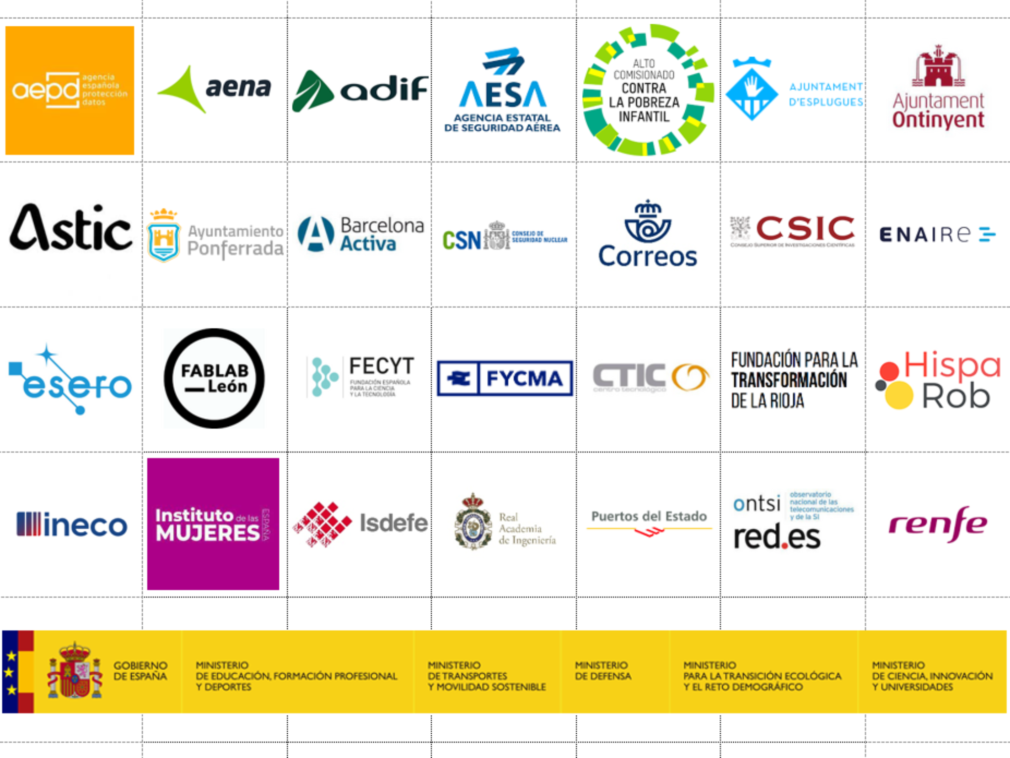 Imagen con logototipos de las entidades que se detallan más abajo con enlace a sus sitios web