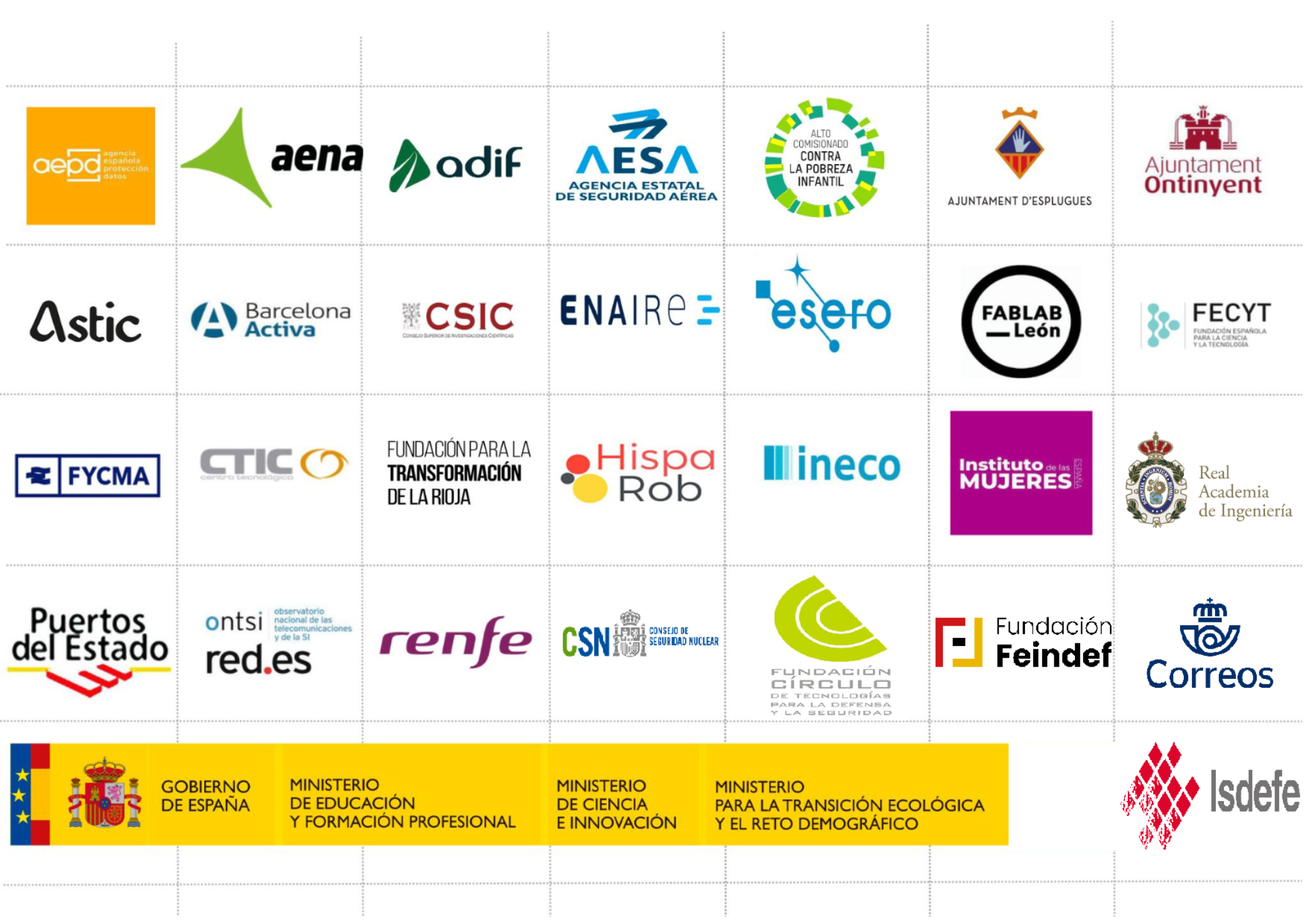 Imagen con logototipos de las entidades que se detallan más abajo con enlace a sus sitios web