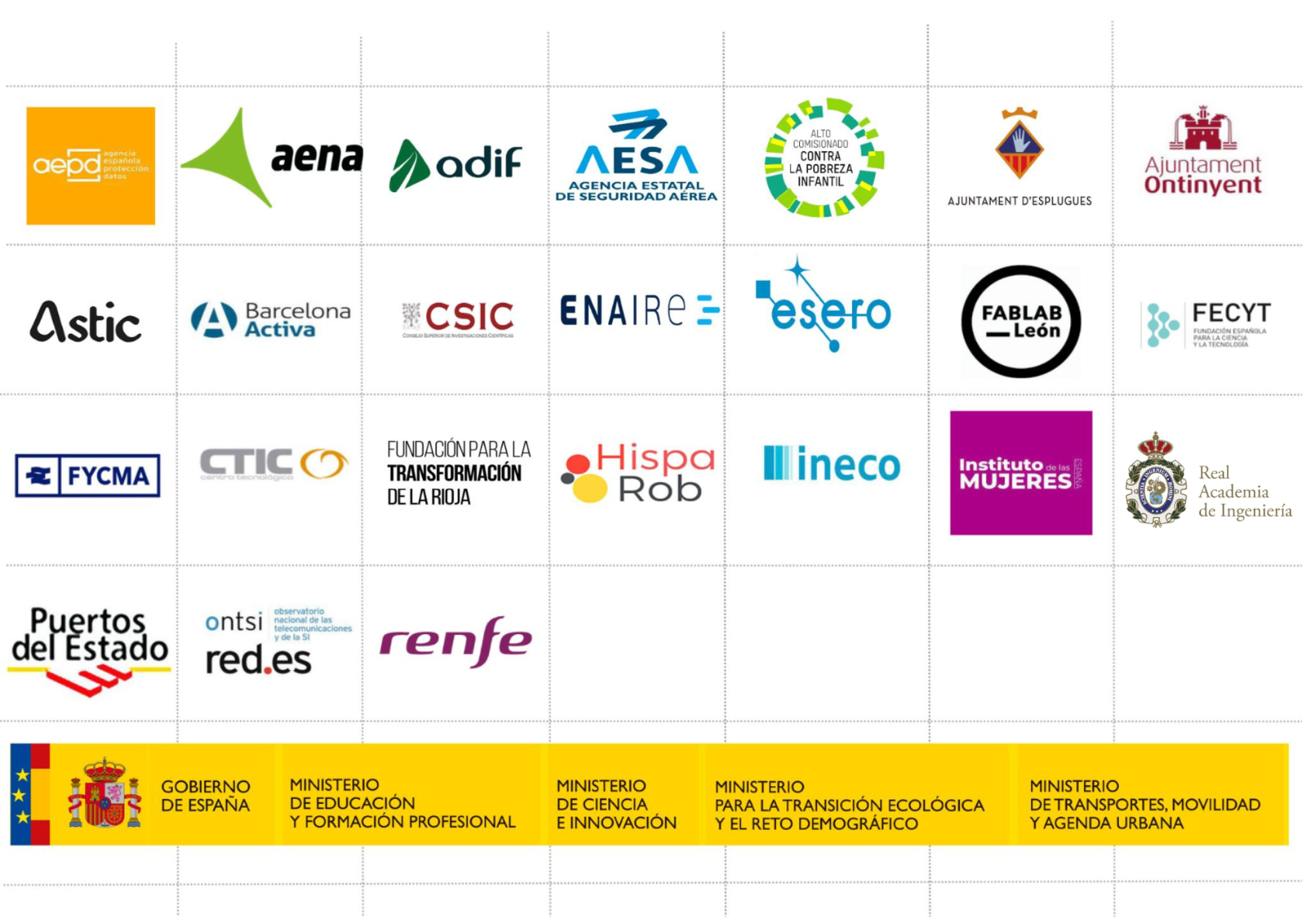 Imagen con logototipos de las entidades que se detallan más abajo con enlace a sus sitios web