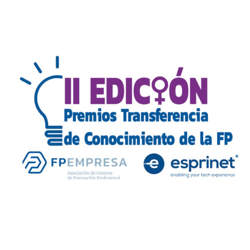 Imagen con una bombilla que pone II Edición de los Premios Transferencia de Conocimiento de la FP y logos de las entidades