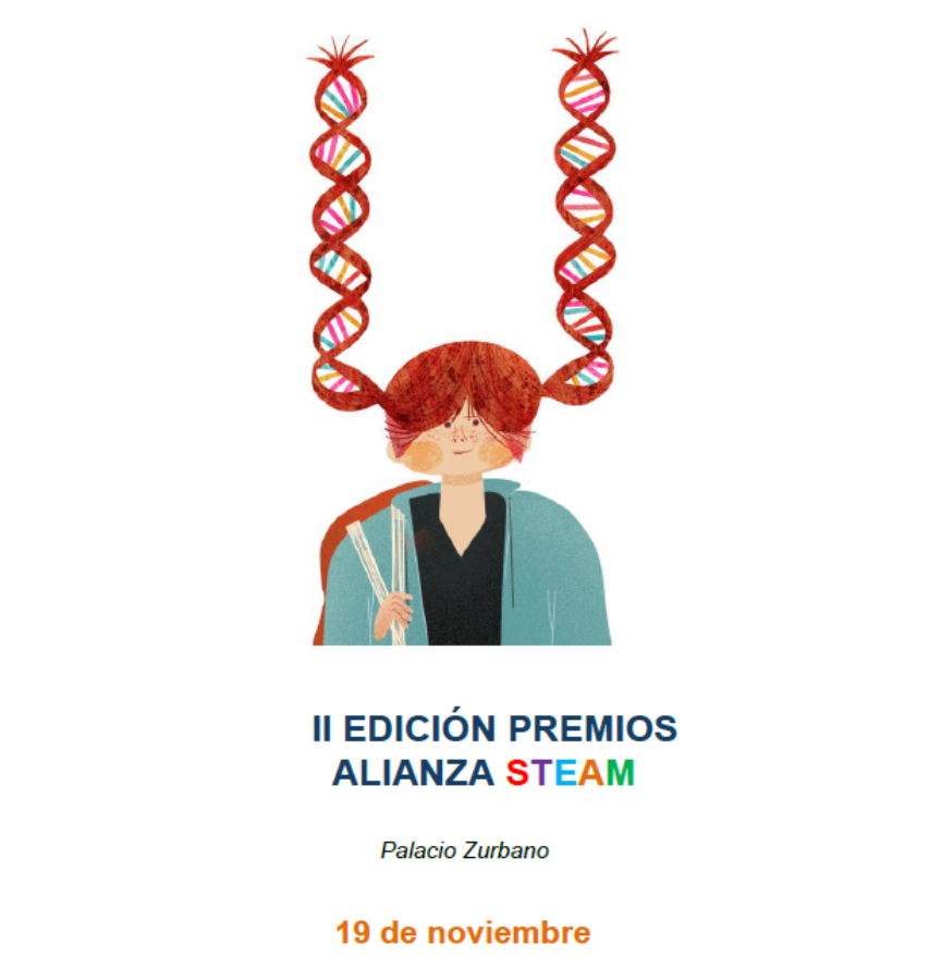 cartel II premios alianza STEAM 2025 con niña con coletas